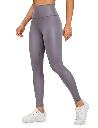 CRZ YOGA Butterluxe Damen Faux Leder Leggings High Waist Lederoptik Sporthose Kunstleder Stretch Workout Lederhose - 71cm Tornadograues klassisches Muster 38 von CRZ YOGA