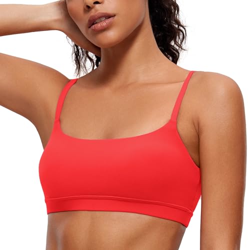 CRZ YOGA Butterluxe Damen Gepolstert Sport BH Ohne Bügel Verstellbar Spaghetti Träger Yoga Bra Fitness Crop Tops Tiefrot 40 CRZ YOGA Butterluxe Damen Gepolstert Sport BH Ohne Bügel Verstellbar Spaghetti Träger Yoga Bra Fitness Crop Tops Tiefrot 40 von CRZ YOGA