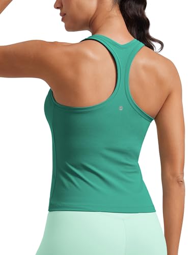CRZ YOGA Butterluxe Damen Gym Ärmelloses Shirt Sommer Yoga Tank Top Racerback Lang Sport Tops Fitness Blickdichte Oberteile Cascadia Grün 34 von CRZ YOGA