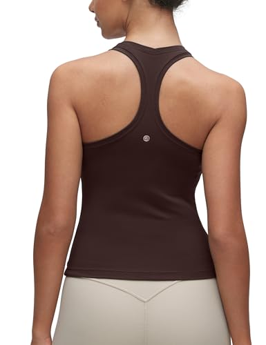 CRZ YOGA Butterluxe Damen Gym Ärmelloses Shirt Sommer Yoga Tank Top Racerback Lang Sport Tops Fitness Blickdichte Oberteile Heißes Fudge-Brown 34 von CRZ YOGA