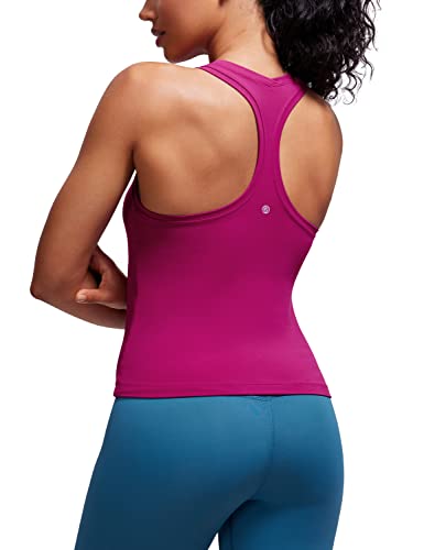 CRZ YOGA Butterluxe Damen Gym Ärmelloses Shirt Sommer Yoga Tank Top Racerback Lang Sport Tops Fitness Blickdichte Oberteile Magenta Violett 40 von CRZ YOGA