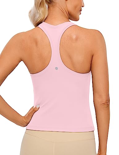 CRZ YOGA Butterluxe Damen Gym Ärmelloses Shirt Sommer Yoga Tank Top Racerback Lang Sport Tops Fitness Blickdichte Oberteile Rosa Pfingstrose 44 von CRZ YOGA