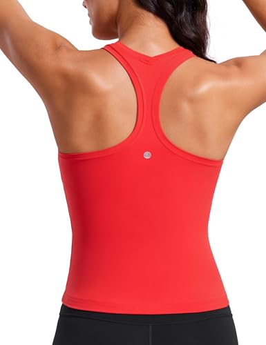 CRZ YOGA Butterluxe Damen Gym Ärmelloses Shirt Sommer Yoga Tank Top Racerback Lang Sport Tops Fitness Blickdichte Oberteile Tiefrot 44 von CRZ YOGA