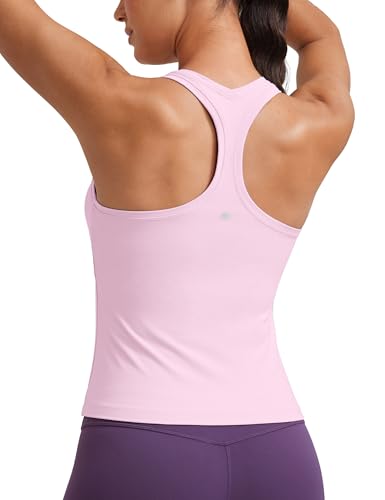 CRZ YOGA Butterluxe Damen Gym Ärmelloses Shirt Sommer Yoga Tank Top Racerback Lang Sport Tops Fitness Blickdichte Oberteile Vita Rosa 42 von CRZ YOGA