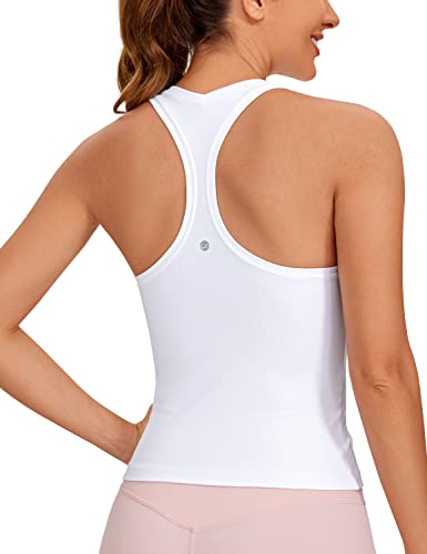 CRZ YOGA Butterluxe Damen Gym Ärmelloses Shirt Sommer Yoga Tank Top Racerback Lang Sport Tops Fitness Blickdichte Oberteile Weiss 38 von CRZ YOGA