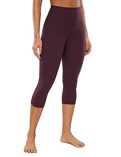 CRZ YOGA Butterluxe Damen High Waist 3/4 Leggings Capri Blickdicht Sport Yoga Fitness Sommer Sporthose - 48cm Dunkellila 34 von CRZ YOGA