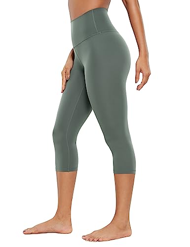 CRZ YOGA Butterluxe Damen High Waist 3/4 Leggings Capri Blickdicht Sport Yoga Fitness Sommer Sporthose - 48cm Grauer Salbei 42 von CRZ YOGA