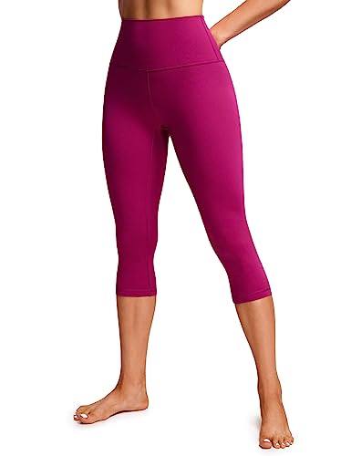 CRZ YOGA Butterluxe Damen High Waist 3/4 Leggings Capri Blickdicht Sport Yoga Fitness Sommer Sporthose - 48cm Magenta Violett 40 von CRZ YOGA