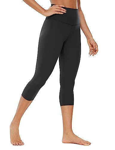 CRZ YOGA Butterluxe Damen High Waist 3/4 Leggings Capri Blickdicht Sport Yoga Fitness Sommer Sporthose - 48cm Schwarz 44 von CRZ YOGA