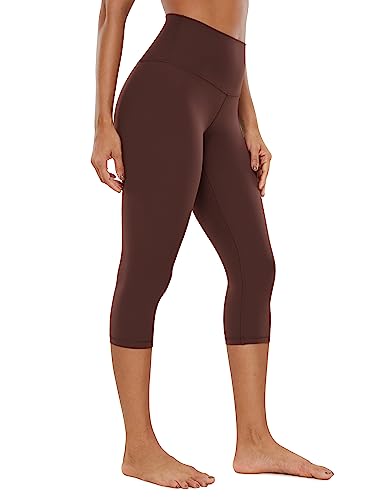 CRZ YOGA Butterluxe Damen High Waist 3/4 Leggings Capri Blickdicht Sport Yoga Fitness Sommer Sporthose - 48cm Taupe 38 von CRZ YOGA