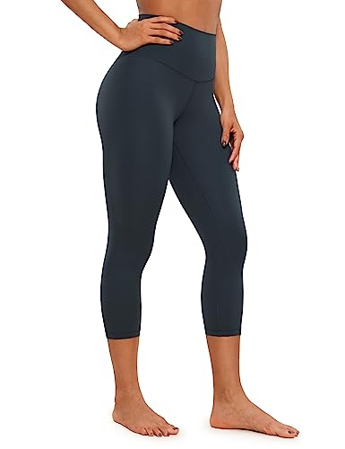 CRZ YOGA Butterluxe Damen High Waist 3/4 Leggings Capri Blickdicht Sport Yoga Fitness Sommer Sporthose - 53cm Echte Marine 42 von CRZ YOGA