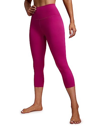 CRZ YOGA Butterluxe Damen High Waist 3/4 Leggings Capri Blickdicht Sport Yoga Fitness Sommer Sporthose - 53cm Magenta Violett 34 von CRZ YOGA