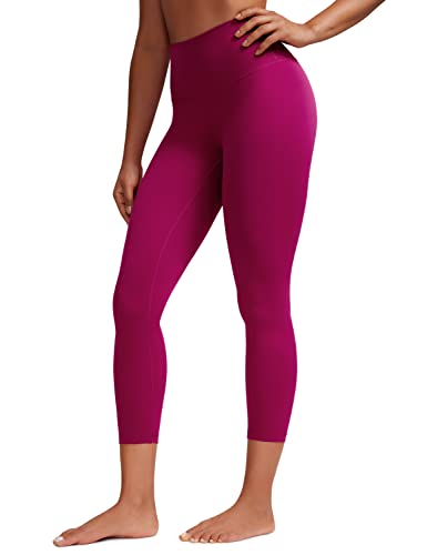 CRZ YOGA Butterluxe Damen High Waist 3/4 Leggings Capri Blickdicht Sport Yoga Fitness Sommer Sporthose - 58cm Magenta Violett 44 von CRZ YOGA