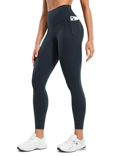CRZ YOGA Butterluxe Damen High Waist Sport Leggings Blickdicht Soft Yoga Hosen Gym Workout Leggins mit Tasche - 64cm Echte Marine 42 von CRZ YOGA