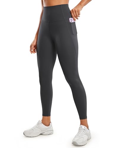 CRZ YOGA Butterluxe Damen High Waist Sport Leggings Blickdicht Soft Yoga Hosen Gym Workout Leggins mit Tasche - 64cm Mysteriöses Grau 40 von CRZ YOGA