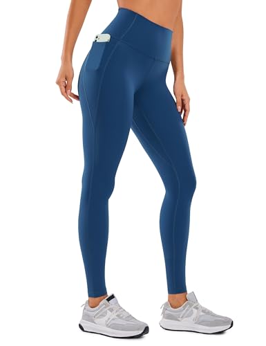 CRZ YOGA Butterluxe Damen High Waist Sport Leggings Blickdicht Soft Yoga Hosen Gym Workout Leggins mit Taschen - 71cm FRANZÖSISCHE Marine 38 von CRZ YOGA