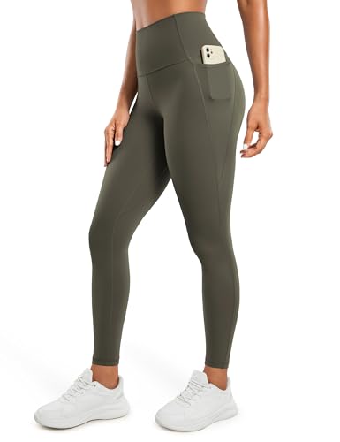 CRZ YOGA Butterluxe Damen High Waist Sport Leggings Blickdicht Soft Yoga Hosen Gym Workout Leggins mit Taschen - 71cm Helles Armeegrün 40 von CRZ YOGA