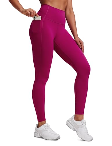 CRZ YOGA Butterluxe Damen High Waist Sport Leggings Blickdicht Soft Yoga Hosen Gym Workout Leggins mit Taschen - 71cm Magenta Violett 42 von CRZ YOGA