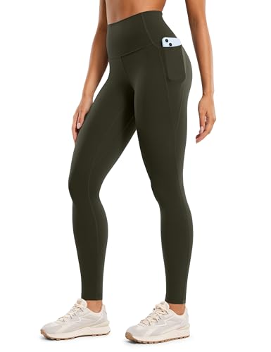 CRZ YOGA Butterluxe Damen High Waist Sport Leggings Blickdicht Soft Yoga Hosen Gym Workout Leggins mit Taschen - 71cm Olivgrün 38 von CRZ YOGA