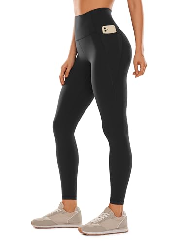 CRZ YOGA Butterluxe Damen High Waist Sport Leggings Blickdicht Soft Yoga Hosen Gym Workout Leggins mit Taschen - 71cm Schwarz 34 von CRZ YOGA