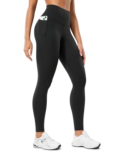 CRZ YOGA Butterluxe Damen High Waist Sport Leggings Blickdicht Soft Yoga Hosen Gym Workout Leggins mit Taschen - 71cm Schwarz 44 von CRZ YOGA