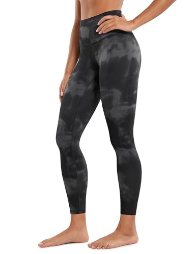 CRZ YOGA Butterluxe Damen High Waist Sport Leggings Blickdicht Yoga Leggins Sporthose Workout Gym Yogahose - 64cm Grau Tie Dye Blumen 44 von CRZ YOGA