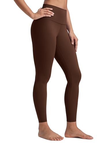 CRZ YOGA Butterluxe Damen High Waist Sport Leggings Blickdicht Yoga Leggins Sporthose Workout Gym Yogahose - 64cm Lava Braun 40 von CRZ YOGA