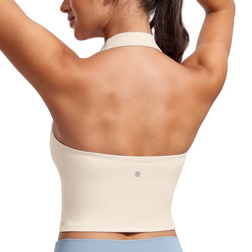 CRZ YOGA Butterluxe Damen Neckholder Sport BH Gepolstert Ohne Bügel Sports Bra Rückenfrei Yoga Gym Fitness Crop Top Weiße Aprikose 34 CRZ YOGA Butterluxe Damen Neckholder Sport BH Gepolstert Ohne Bügel Sports Bra Rückenfrei Yoga Gym Fitness Crop Top Weiße Aprikose 34 von CRZ YOGA