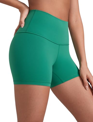 CRZ YOGA Butterluxe Damen Radlerhose Kurze Sporthose High Waist Yoga Sommer Shorts Laufshorts Fitness Hose - 10cm Cascadia Grün 34 von CRZ YOGA