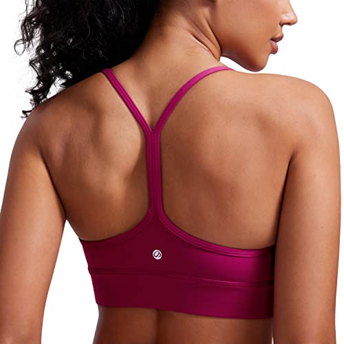 CRZ YOGA Butterluxe Damen Sommer Longline Ohne Bügel Sport BH Leichte Yoga Fitness Sport Bra Gym Racerback mit Spaghetti Strap Crop Top Magenta Violett M von CRZ YOGA