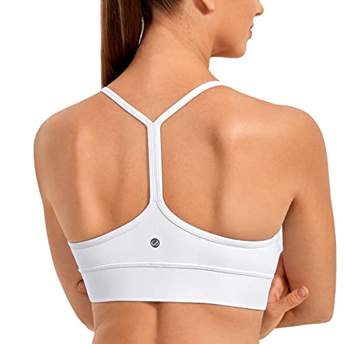 CRZ YOGA Butterluxe Damen Sommer Longline Ohne Bügel Sport BH Leichte Yoga Fitness Sport Bra Gym Racerback mit Spaghetti Strap Crop Top Weiss M von CRZ YOGA