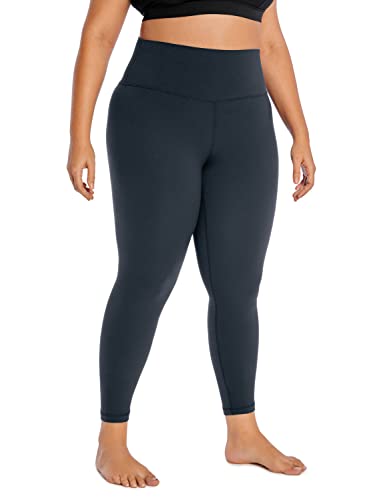 CRZ YOGA Butterluxe Damen Übergröße Leggings - 64cm Große Größen High Waist Workout Leggins Butterweiche Spandex Yogahose Echte Marine 50 von CRZ YOGA
