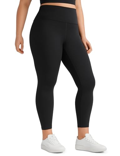 CRZ YOGA Butterluxe Damen Übergröße Leggings - 64cm Große Größen High Waist Workout Leggins Butterweiche Spandex Yogahose Schwarz 46 von CRZ YOGA