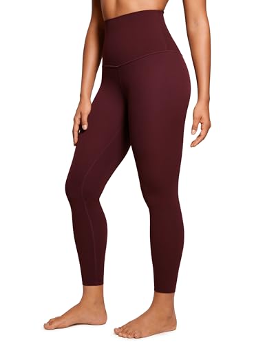 CRZ YOGA Butterluxe Damen Yoga Leggings Super High Waist Sportleggings Komfortable Sporthose Yogahose - 64cm Roter Merlot 36 von CRZ YOGA