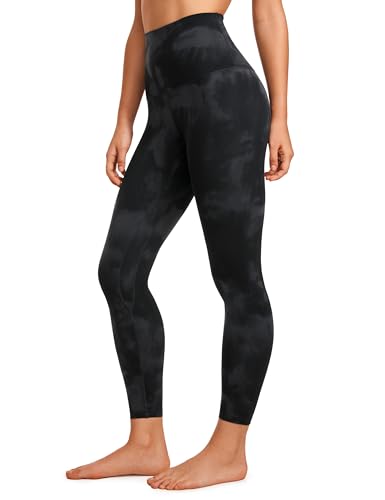 CRZ YOGA Butterluxe Damen Yoga Leggings Super High Waist Sportleggings Komfortable Sporthose Yogahose - 64cm Schwarze Tie-Dye-Blumen 38 von CRZ YOGA