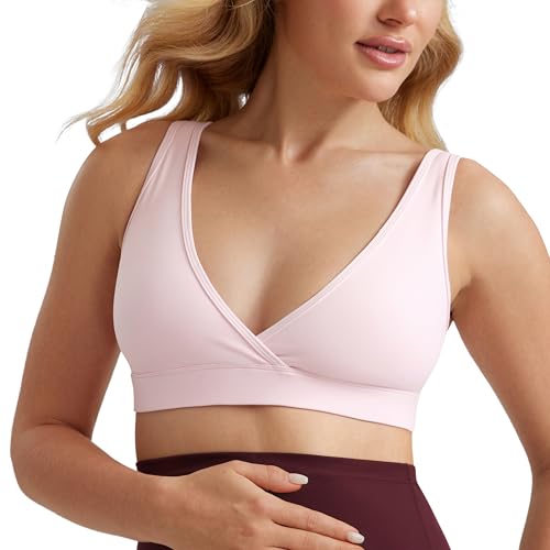 CRZ YOGA Butterluxe Schwangerschaft Bra Mutterschaft Still-BHS für Frauen Frequenzweiche Ohne Bügel Schlafen Stillen Salon Erdbeerrosa 40 von CRZ YOGA