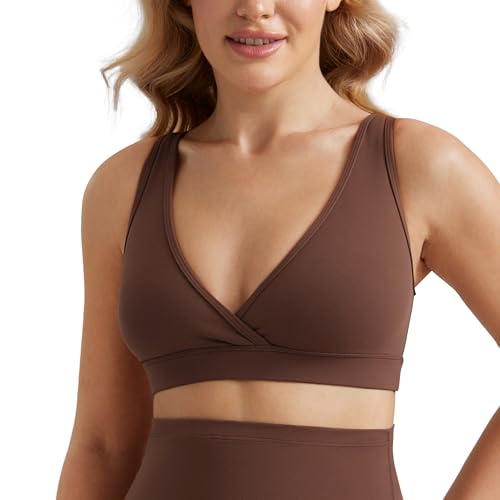 CRZ YOGA Butterluxe Schwangerschaft Bra Mutterschaft Still-BHS für Frauen Frequenzweiche Ohne Bügel Schlafen Stillen Salon Kaffeebraun 38 von CRZ YOGA