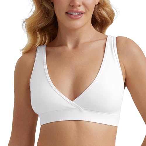 CRZ YOGA Butterluxe Schwangerschaft Bra Mutterschaft Still-BHS für Frauen Frequenzweiche Ohne Bügel Schlafen Stillen Salon Weiss 38 von CRZ YOGA