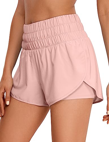 CRZ YOGA Damen 2 in 1 Running Shorts High Waist Schnelltrocknend Atmungsaktiv Sporthose Laufhose Laufshorts mit Tasche Puff Rosa 40 CRZ YOGA Damen 2 in 1 Running Shorts High Waist Schnelltrocknend Atmungsaktiv Sporthose Laufhose Laufshorts mit Tasche Puff Rosa 40 von CRZ YOGA