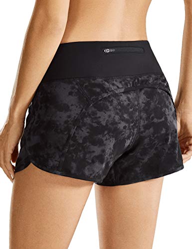 CRZ YOGA Damen 2 in 1 Sport Shorts - 10cm Sporthose Leichte Laufshorts Elastische Running Kurz Hose mit Zip Tasche Der Rauchtintennebel-R403 34 von CRZ YOGA