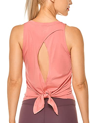 CRZ YOGA Damen Sport Tank Top Backless Ärmelloses Yoga Tshirt Sommer Leichte Fitness Oberteile Tops Pfirsichrosa 40 von CRZ YOGA