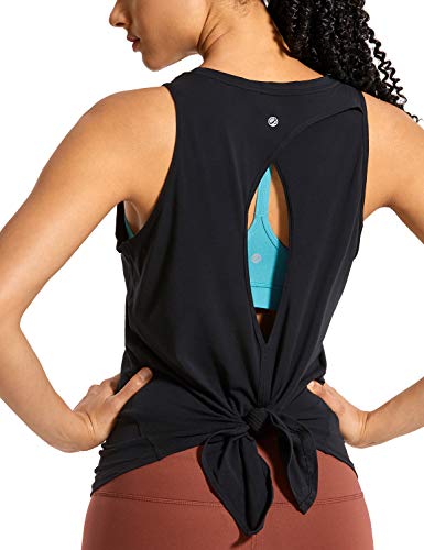 CRZ YOGA Damen Sport Tank Top Backless Ärmelloses Yoga Tshirt Sommer Leichte Fitness Oberteile Tops Schwarz 40 von CRZ YOGA