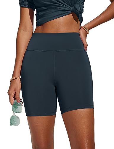CRZ YOGA Damen Badeshorts Bauchkontrolle High Waist Schwimmshorts Sport Beach Badehose Wassersport Kurze Hose - 13cm Echte Marine 42 CRZ YOGA Damen Badeshorts Bauchkontrolle High Waist Schwimmshorts Sport Beach Badehose Wassersport Kurze Hose - 13cm Echte Marine 42 von CRZ YOGA