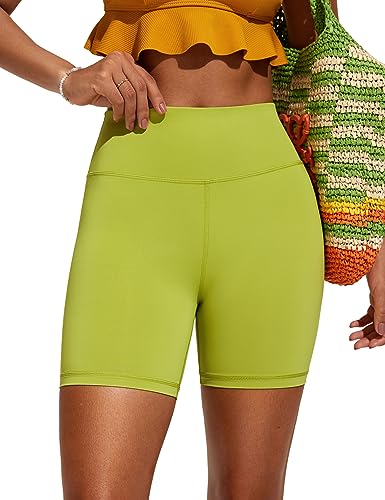 CRZ YOGA Damen Badeshorts Bauchkontrolle High Waist Schwimmshorts Sport Beach Badehose Wassersport Kurze Hose - 13cm Primelgelb 44 von CRZ YOGA