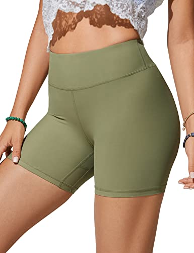 CRZ YOGA Damen Badeshorts High Waist Kurze Badehose Board Schwimmshorts Boardshorts Bikinihose moosgrün 42 von CRZ YOGA