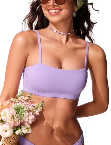 CRZ YOGA Damen Bikini BH Top Schnell Trocknend Leichter Swimsuit Oberteil Padded Swim Bademode Bikinioberteil Elfen-Purpur 40 von CRZ YOGA