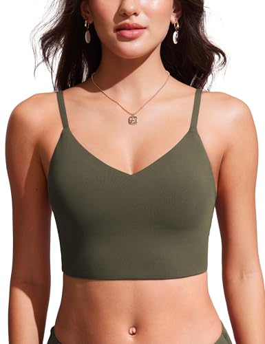 CRZ YOGA Damen Bikini Top Swimsuit Schnell Trocknend Padded Bikini Swim Oberteil Dunkle Olive 38 CRZ YOGA Damen Bikini Top Swimsuit Schnell Trocknend Padded Bikini Swim Oberteil Dunkle Olive 38 von CRZ YOGA