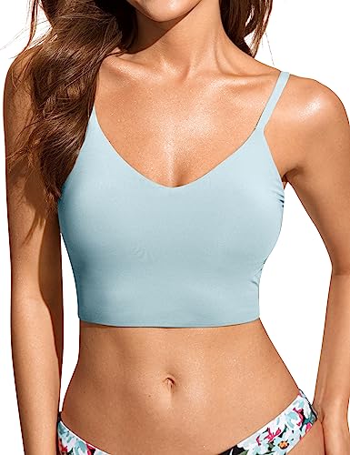 CRZ YOGA Damen Bikini Top Swimsuit Schnell Trocknend Padded Bikini Swim Oberteil Hellgraublau 38 von CRZ YOGA