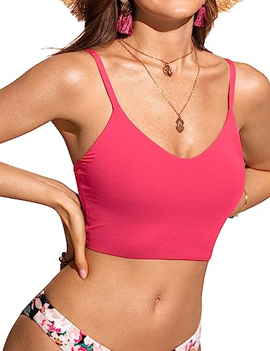 CRZ YOGA Damen Bikini Top Swimsuit Schnell Trocknend Padded Bikini Swim Oberteil Magenta 36 von CRZ YOGA