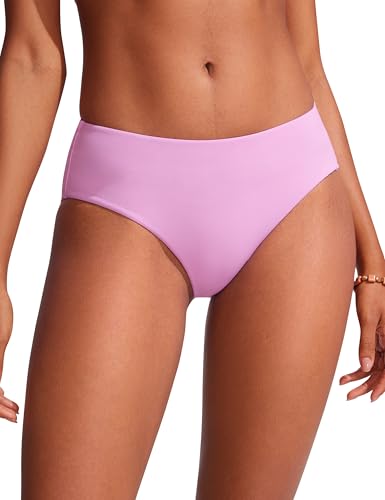 CRZ YOGA Damen Bikini Unterteile Mittlerer Aufstieg Voll Gefüttert Baden Swimsuit Basic Swim Surfen Slips Vita Rosa 44 von CRZ YOGA
